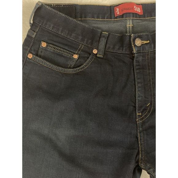 Levi's 538 Straight Denim Jeans Mens‎ Blue Dark Wash Size 34x32 (34x29 Measured) - Picture 4 of 16